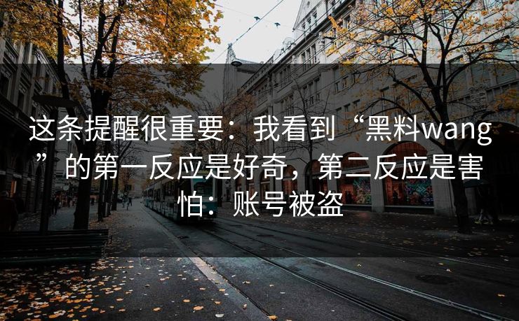 这条提醒很重要：我看到“黑料wang”的第一反应是好奇，第二反应是害怕：账号被盗